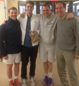 Four generations of Yale #1 players: Will Carlin, '86, Julian Illingworth, '04, John Musto, '91, and Derick Niederman, '76